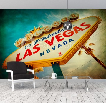 Picture of Famous Welcome to Las Vegas sign with vintage texture